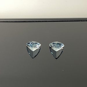 Set of 2 trilliant cut pale blue aquamarines