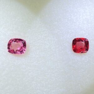 Beautiful duo of pink and red Burmese spinel.