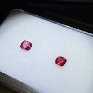 Beautiful duo of pink and red Burmese spinel.