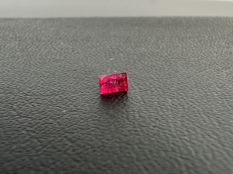 Rectangular faceted red beryl - bixbite