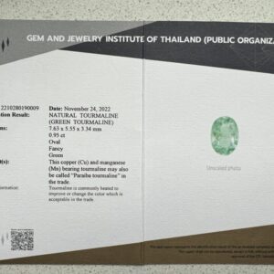 Certified green Paraïba tourmaline