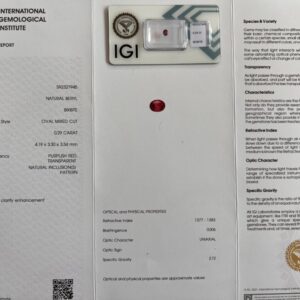 Oval red beryl with certificate