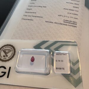 Pear shaped certified red beryl