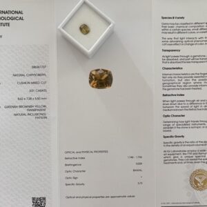 Certified yellow chrysoberyl