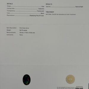 Zwarte opaal met GIA certificaat