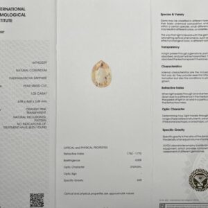 Certified Padparadscha sapphire